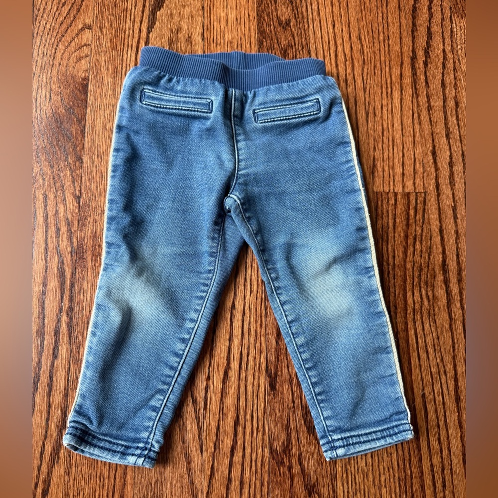 Carter's Baby Girl Jeans with Sparkly Gold Stripes - Size 12 months